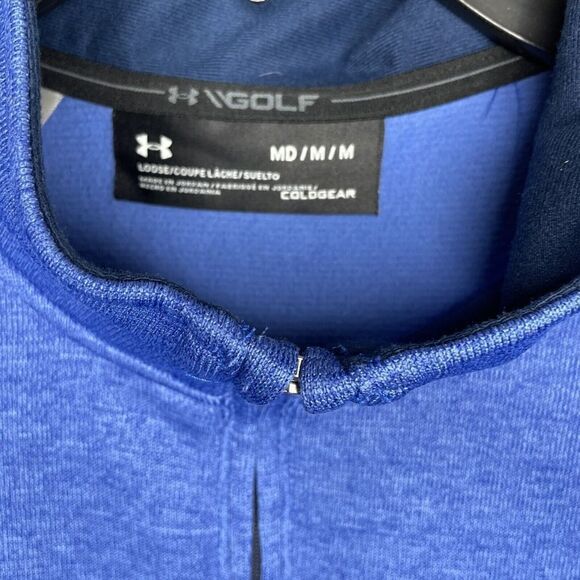 UNDER ARMOUR Golf Sweatshirt Mens Medium Blue Storm 1/4-Zip Loose Pullover - Picture 10 of 12